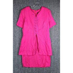 Melissa Harper Dress Womens 18 041459 Pink Embroidered Soutache V-Neck EUC